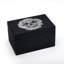 Load image into Gallery viewer, Black Wooden Tarot Box with Skull Design
