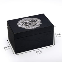 Load image into Gallery viewer, Black Wooden Tarot Box with Skull Design
