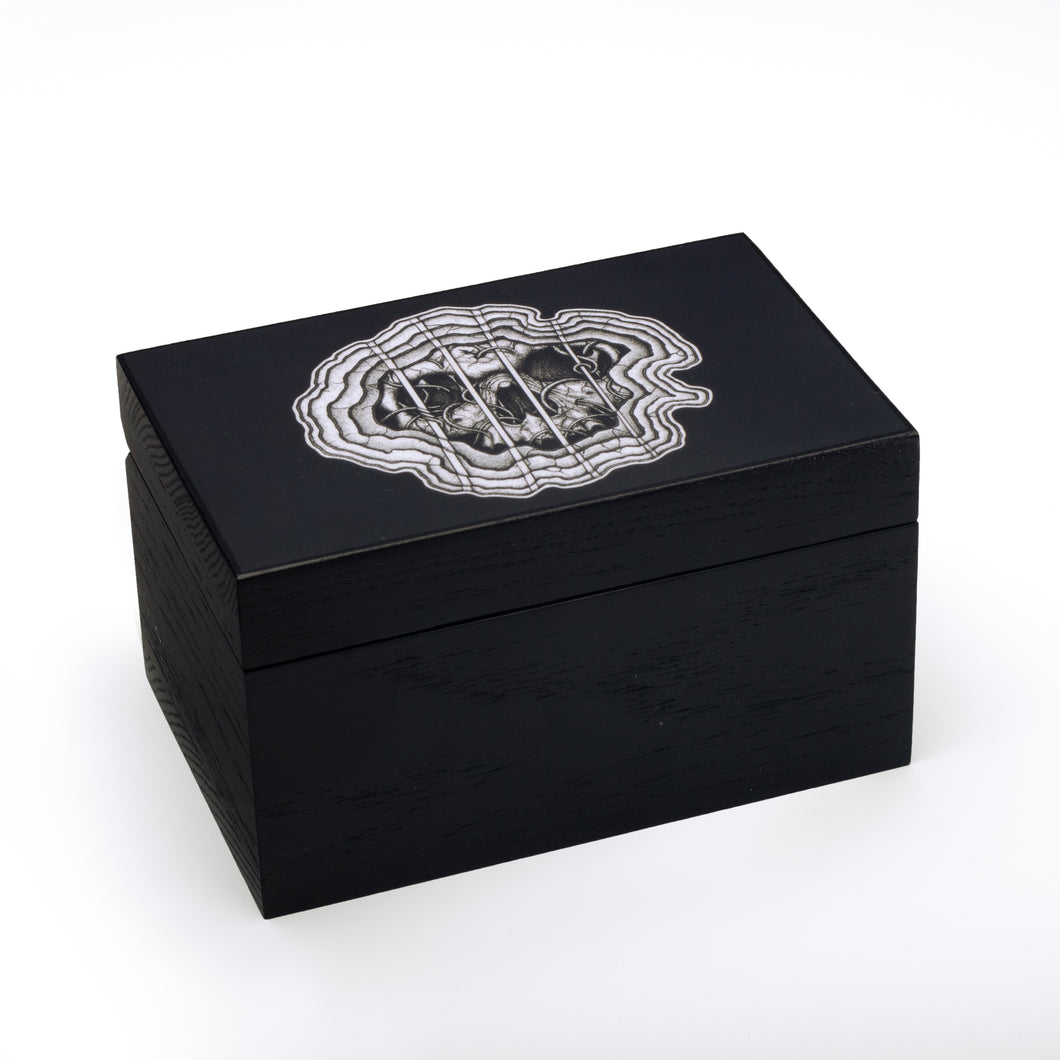 Black Wooden Tarot Box with Skull Design