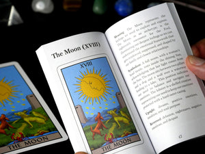 The Lustrous Tarot guidebook has been written by professional tarot reader, Philip Young, PhD. The booklet contains the meaning, symbolism, and upright/reversed keywords for all 78 cards. 
